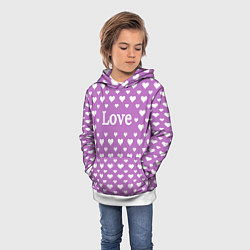 Толстовка-худи детская Love нежный сиреневый с сердечками, цвет: 3D-белый — фото 2