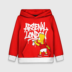 Толстовка-худи детская Граффити Арсенал и Барт Симпсон, цвет: 3D-белый