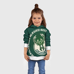 Толстовка-худи детская Milwaukee Bucks надпись, цвет: 3D-белый — фото 2