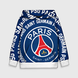 Толстовка-худи детская ПСЖ надписи по кругу, цвет: 3D-белый