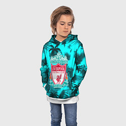 Толстовка-худи детская Ливерпуль голубые тропики, цвет: 3D-белый — фото 2