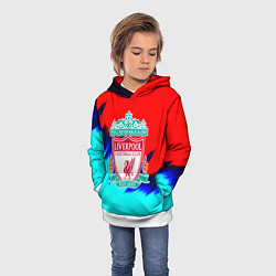Толстовка-худи детская Ливерпуль краски текстура, цвет: 3D-белый — фото 2