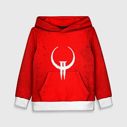 Толстовка-худи детская White Quake 2 emblem on a red abstract background, цвет: 3D-белый