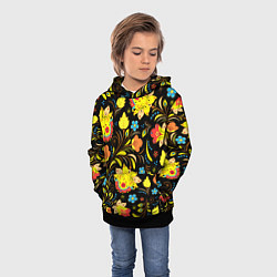 Толстовка-худи детская Хохлома узор, цвет: 3D-черный — фото 2