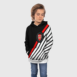 Толстовка-худи детская Арсенал геометрия полосы, цвет: 3D-белый — фото 2
