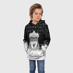 Толстовка-худи детская Liverpool японские символы краски, цвет: 3D-белый — фото 2
