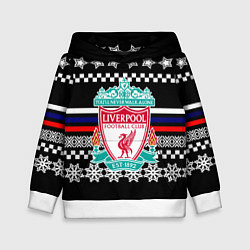 Толстовка-худи детская Ливерпуль текстура триколор зима, цвет: 3D-белый