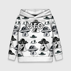 Толстовка-худи детская UFO и котики, цвет: 3D-белый
