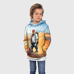 Толстовка-худи детская Дональд Трамп в пустыне с рэбом, цвет: 3D-белый — фото 2