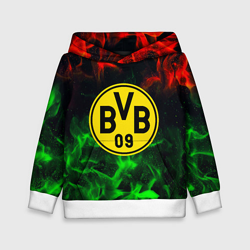 Детская толстовка Borussia красно зеленый огонь / 3D-Белый – фото 1