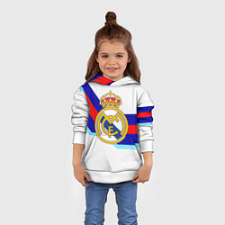 Толстовка-худи детская Real Madrid текстура полосы, цвет: 3D-белый — фото 2