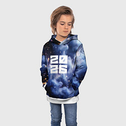 Толстовка-худи детская 2026 синяя дымка с искрами, цвет: 3D-белый — фото 2