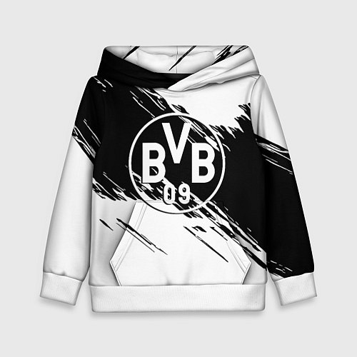 Детская толстовка Borussia черно белые полосы / 3D-Белый – фото 1