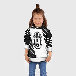 Толстовка-худи детская Ювентус полосы геометрия, цвет: 3D-белый — фото 2