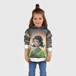 Толстовка-худи детская Маомао на фоне облаков, цвет: 3D-белый — фото 2