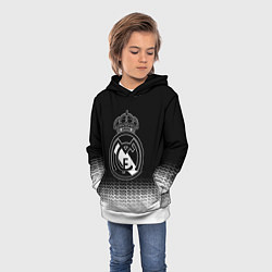 Толстовка-худи детская Реал Мадрид текстура геометрия, цвет: 3D-белый — фото 2