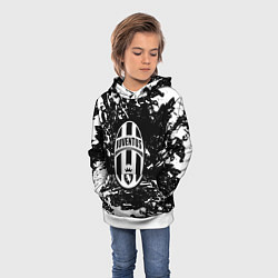 Толстовка-худи детская Ювентус белые штрихи красок, цвет: 3D-белый — фото 2