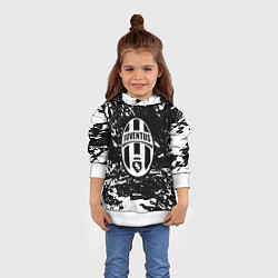 Толстовка-худи детская Ювентус белые штрихи красок, цвет: 3D-белый — фото 2