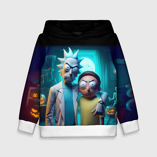 Детская толстовка Rick with Morty - halloween night / 3D-Белый – фото 1