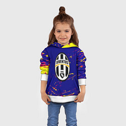 Толстовка-худи детская Ювентус желтые краски текстура, цвет: 3D-белый — фото 2