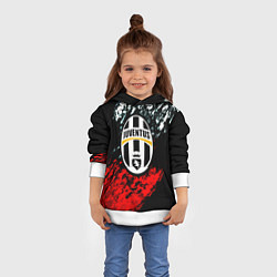 Толстовка-худи детская Juventus краски штрихи текстура, цвет: 3D-белый — фото 2