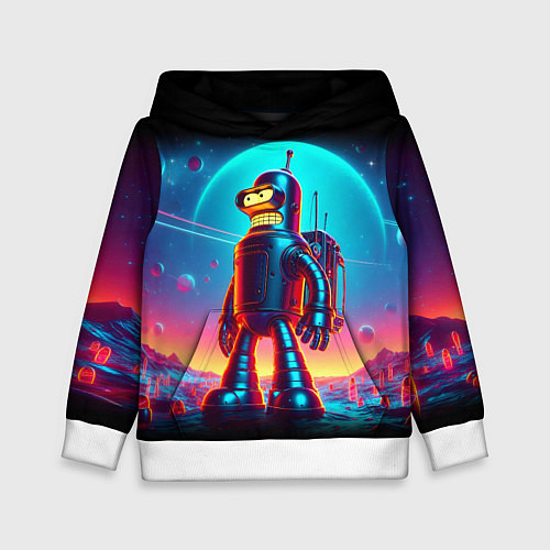 Детская толстовка Космонавт Бендер на неоновой планете / 3D-Белый – фото 1