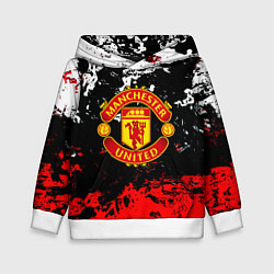 Толстовка-худи детская Манчестер Юнайтед краски, цвет: 3D-белый