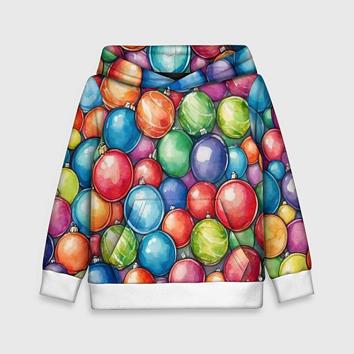 Детская толстовка Россыпь новогодних шаров / 3D-Белый – фото 1