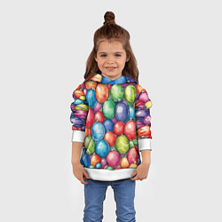 Толстовка-худи детская Россыпь новогодних шаров, цвет: 3D-белый — фото 2
