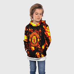 Толстовка-худи детская Манчестер Юнайтед огненные краски, цвет: 3D-белый — фото 2