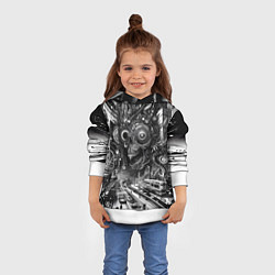 Толстовка-худи детская Cyber urban skull - ai art fantasy, цвет: 3D-белый — фото 2