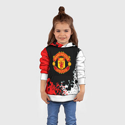 Толстовка-худи детская Манчестер Юнайтед краски абстрактные, цвет: 3D-белый — фото 2