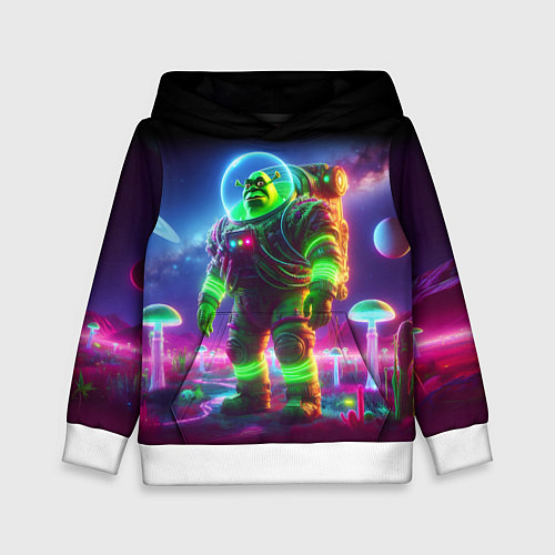 Детская толстовка Космонавт Шрук в неоновом скафандре на загадочной / 3D-Белый – фото 1