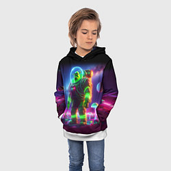 Толстовка-худи детская Космонавт Шрук в неоновом скафандре на загадочной, цвет: 3D-белый — фото 2