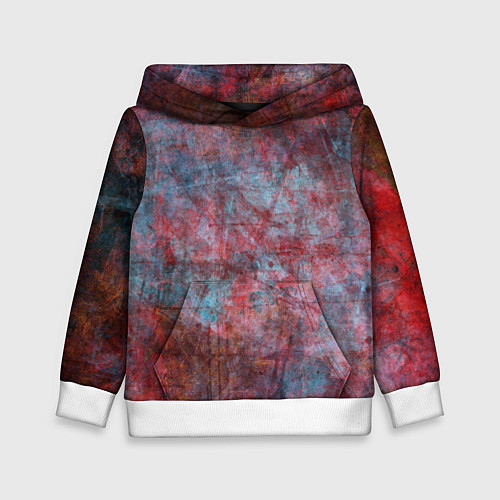 Детская толстовка Абстракция - red rust on blue / 3D-Белый – фото 1