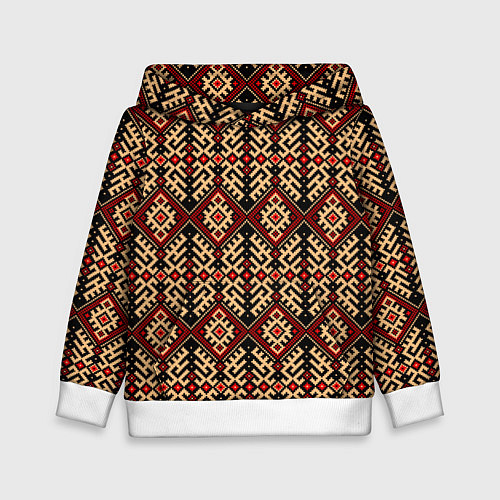 Детская толстовка Славянский вышивной орнамент макошь / 3D-Белый – фото 1