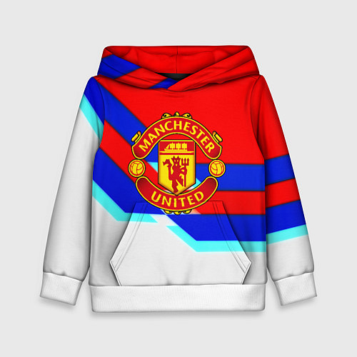 Детская толстовка Манчестер Юнайтед полосы геометрия / 3D-Белый – фото 1