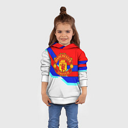 Толстовка-худи детская Манчестер Юнайтед полосы геометрия, цвет: 3D-белый — фото 2