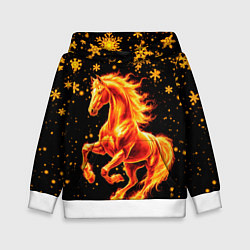 Толстовка-худи детская Пылающая лошадь, цвет: 3D-белый