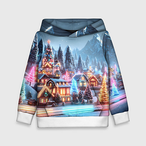 Детская толстовка Городок в новогодних огоньках / 3D-Белый – фото 1