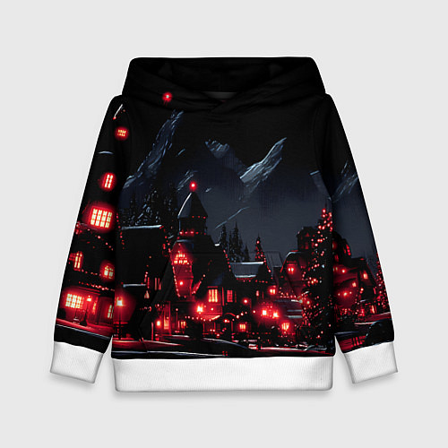 Детская толстовка Новогодняя ночь и красные гирлянды / 3D-Белый – фото 1