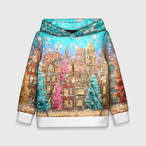 Детская толстовка Новогодний город в блестках / 3D-Белый – фото 1