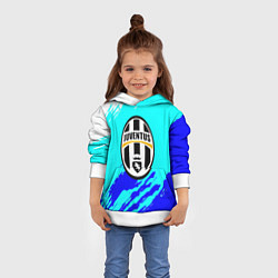 Толстовка-худи детская Ювентус краски штрихи текстура, цвет: 3D-белый — фото 2
