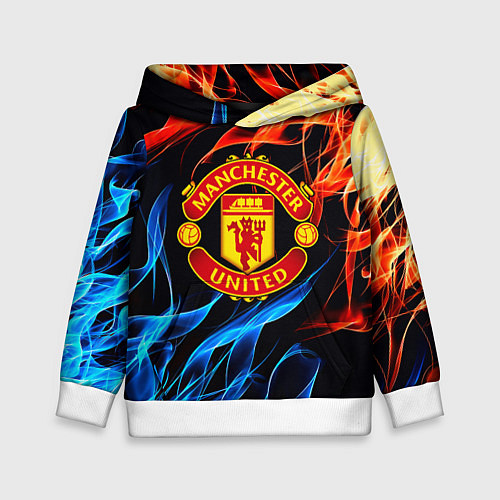 Детская толстовка Манчестер Юнайтед огонь битва / 3D-Белый – фото 1