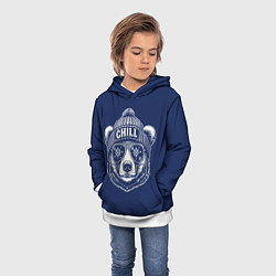 Толстовка-худи детская Chill bear, цвет: 3D-белый — фото 2