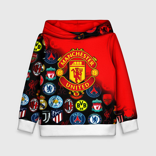 Детская толстовка Манчестер Юнайтед логотипы команд / 3D-Белый – фото 1