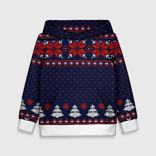 Детская толстовка Новогодний вязаный узор / 3D-Белый – фото 1