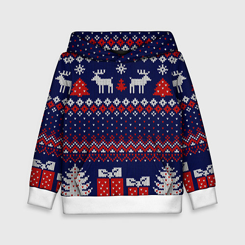 Детская толстовка Новогодний вязаный паттерн / 3D-Белый – фото 1