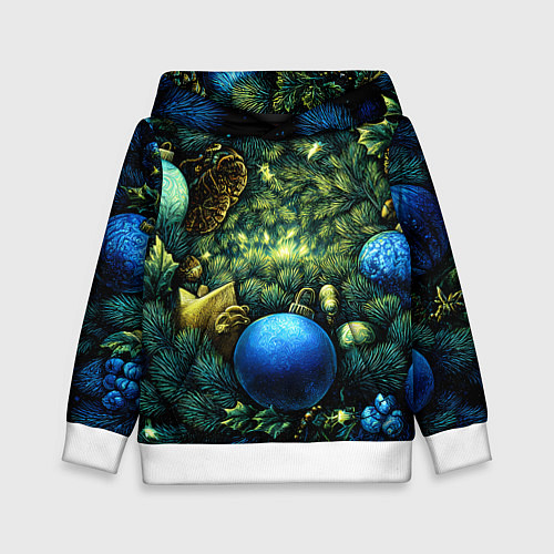 Детская толстовка Новогодние шарики на елке / 3D-Белый – фото 1