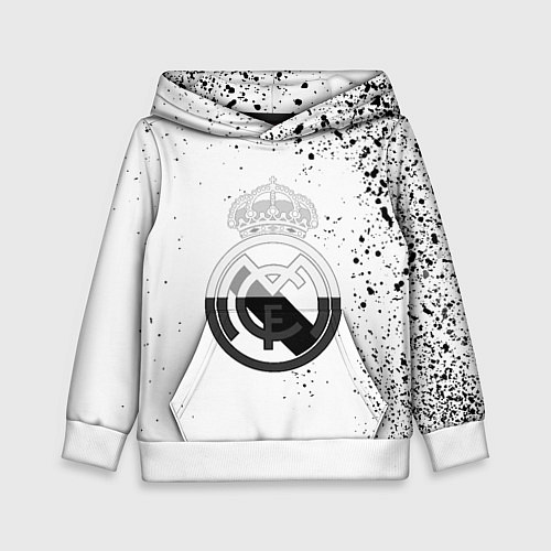 Детская толстовка Реал Мадрид черно белые краски / 3D-Белый – фото 1